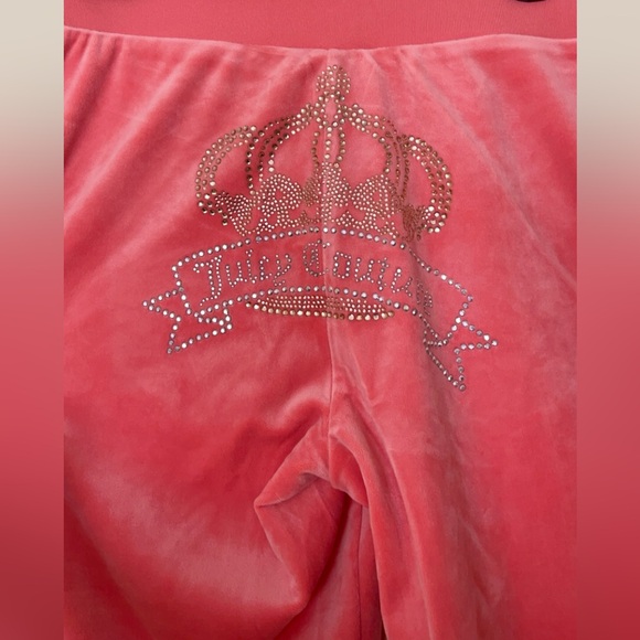 NWT Juicy couture coral crown bling velour track pants